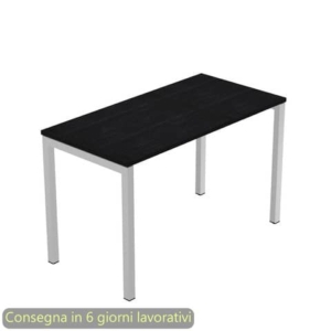 Scrivania piano Nero venato frassino 120x60xh.72,5 cm gamba a ponte metallo Grigio linea Presto Venere Plus - 654/8-0