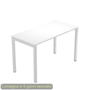 Scrivania piano Bianco 120x60xh.72,5 cm gamba a ponte in metallo Grigio linea Presto Venere Plus Artexport - 654/3-0