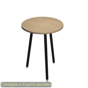 Tavolo riunione rotondo alto Skinny Metal ø80xh.105 cm con 3 gambe metalliche Bianche Artexport piano Rovere-0