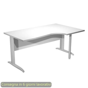 Scrivania angolare destra piano Bianco 160x60/80/100xh.72 cm gamba a L metallo cromato Presto Compact - 008K211/3/AR-0