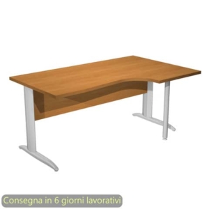 Scrivania angolare destra piano Noce 160x60/80/100xh.72 cm gamba a L metallo cromato Presto Compact - 008K211/4/AR-0