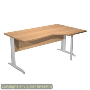 Scrivania angolare destra piano Noce 160x60/80/100xh.72 cm gamba a L metallo cromato Presto Compact - 008K211/6/AR-0