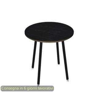 Tavolo riunione rotondo alto Skinny Metal ø100xh.105 cm 3 gambe metalliche Bianche Artexport piano Nero-0