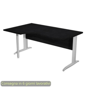 Scrivania angolare sinistra Nero venato frassino 160x60/80/100xh.72 gamba a L metallo cromato Presto Compact-0