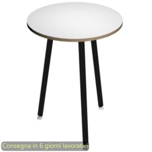 Tavolo riunione rotondo alto Skinny Metal ø80xh.105 cm con 3 gambe metalliche Bianche Artexport piano Bianco-0