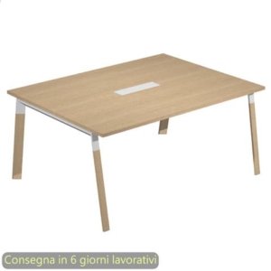 Tavolo riunioni con top access Bridge 160x120xh.72,5 cm gambe metalliche Bianche Artexport piano Rovere - SOL-TR/C-AM-0