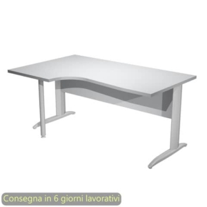 Scrivania angolare sinistra piano Grigio 160x60/80/100xh.72 gamba a L metallo cromato Presto Compact - 009K211/9/AR-0