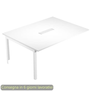 Allungo laterale per tavolo riunioni Bridge 160x120xh.72,5 cm gambe metalliche Bianche Artexport piano Bianco-0
