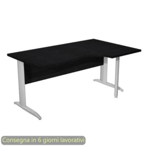 Scrivania angolare destra piano Nero 160x60/80/100xh.72 cm gamba a L metallo cromato Presto Compact - 008K211/8/AR-0