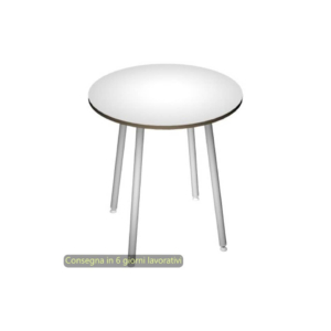 Tavolo riunione rotondo alto Skinny Metal ø100xh.105 cm 3 gambe metalliche Bianche Artexport piano Bianco-0