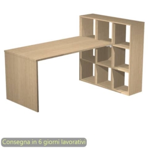 Scrivania su mobile contenitore 9 caselle piano Rovere 140x104,1xh.72,4 cm Artexport - 2767+9MaxC/C-0