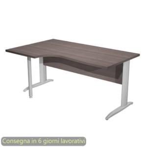 Scrivania angolare sinistra Frassino toscano 160x60/80/100xh.72 gamba a L metallo cromato Presto Compact-0