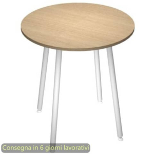 Tavolo riunione rotondo alto Skinny Metal ø100xh.105 cm 3 gambe metalliche Bianche Artexport piano Rovere-0