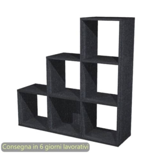 Libreria Maxicolor 6 caselle scalare 104x29,2xh.103,9 cm Artexport Nero 6DMaxC/8-0