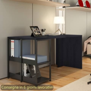 Scrivania compatta su libreria in metallo 140x69xh.72,4 cm Artexport piano Nero - 2767BX-8-0