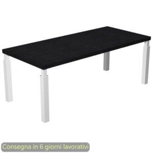 Scrivania direzionale piano Nero venato frassino 210x90xh.74 cm gamba metallo Bianco sezione quadrata Flora - 902G/8-AM-0