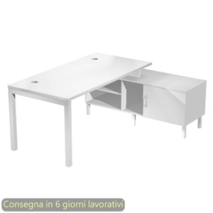 Scrivania piano Bianco 140x80xh.72,5 cm gamba a ponte in metallo Bianco piano Bianco - SOL140/3-AM-0