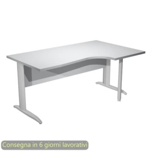 Scrivania angolare destra piano Grigio 160x60/80/100xh.72 cm gamba a L metallo cromato Presto Compact - 008K211/9/AR-0