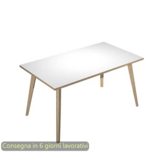Scrivania piano Bianco 140x80xh.74,4 cm gamba rastremata in legno Rovere linea Woody Artexport - 6402-DKA-3C-AQ-0