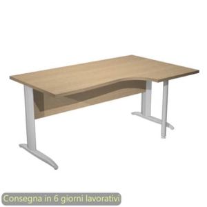 Scrivania angolare destra piano Rovere 160x60/80/100xh.72 cm gamba a L metallo cromato Presto Compact - 008K211/C/AR-0