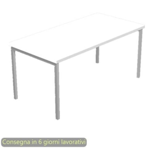 Scrivania piano Bianco 120x80xh.72,5 cm gamba a ponte in metallo Grigio linea Presto Venere Plus Artexport - 664/3-0