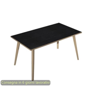 Scrivania piano Nero venato frassino 140x80xh.74,4 cm gamba rastremata in legno Rovere Woody - 6402-DKA-8C-AQ-0