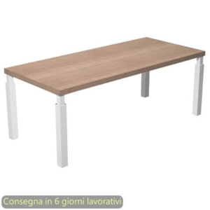 Scrivania direzionale piano Noce arabis 210x90xh.74 cm gamba metallo Bianco sezione quadrata Flora - 902G/K-AM-0
