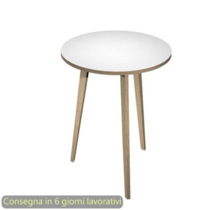 Tavolo riunione rotondo alto Woody ø80xh.105 cm con 3 gambe Rovere Artexport piano Bianco - 6408-DKD-3C-AQ-0
