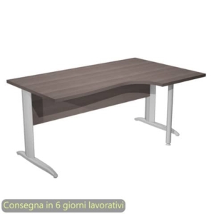 Scrivania angolare destra Frassino 160x60/80/100xh.72 cm gamba a L metallo cromato Presto Compact - 008K211/F/AR-0