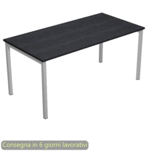 Scrivania piano Nero venato frassino 120x80xh.72,5 cm gamba a ponte metallo Grigio Presto Venere Plus 664/8-0