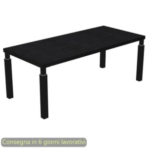 Scrivania direzionale piano Nero venato frassino 210x90xh.74 cm gamba metallo Nero opaco sezione quadrata Flora 902G/8-AQ-0