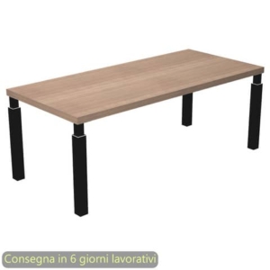 Scrivania direzionale piano Noce arabis 210x90xh.74 cm gamba metallo Nero opaco sezione quadrata Flora 902G/K-AQ-0