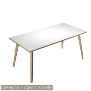 Scrivania piano Bianco 160x80xh.74,4 cm gamba rastremata in legno Rovere linea Woody Artexport - 6403-DKA-3C-AQ-0