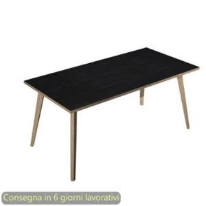 Scrivania piano Nero venato frassino 160x80xh.74,4 cm gamba rastremata in legno Rovere Woody - 6403-DKA-8C-AQ-0