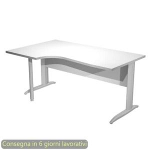 Scrivania angolare sinistra piano Bianco 160x60/80/100xh.72 gamba a L metallo cromato Presto Compact - 009K211/3/AR-0