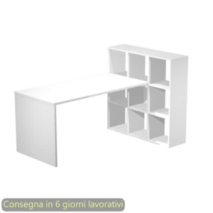 Scrivania su mobile contenitore 9 caselle piano Bianco 140x104,1xh.72,4 cm Artexport - 2767+9MaxC/3-0