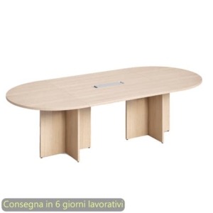 Tavolo riunione ovale Flex con gambe a croce 140x120xh.73 cm Artexport Rovere PLDL+PRPC/C-0
