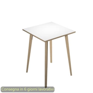 Tavolo alto Woody 80x80xh.105 cm con gambe Rovere Artexport piano Bianco 6401-DKC-3C-AQ-0
