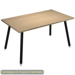 Scrivania piano Rovere 140x80xh.74,4 cm gamba metallo tubolare Nero opaco linea Skinny Metal Artexport - 6402-DJA-C-AQ-0