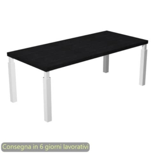 Scrivania direzionale piano Nero venato frassino 180x90xh.74 cm gamba metallo Bianco sezione quadrata Flora - 901G/8-AM-0