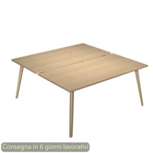 Scrivania bench doppia piano Rovere 160x166xh.74,4 cm gamba rastremata legno Rovere Woody Artexport - 6403B-DKA-C-AQ-0