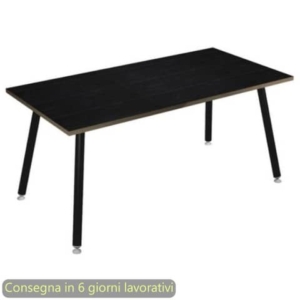Scrivania piano Nero venato frassino 160x80xh.74,4 cm gamba metallo tubolare Nero opaco Skinny Metal - 6403-DJA-8C-AQ-0