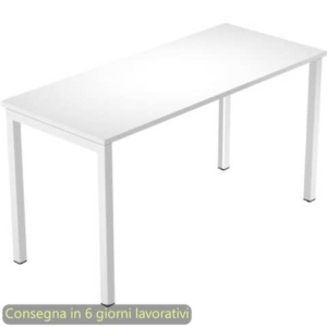 Scrivania antibatterica piano Bianco 120x60xh.72,5 cm gamba sezione quadrata metallo Bianco linea VenereP60 @674-3-AN-0