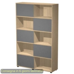 Libreria alta 120x35xh.190,6 cm con 5 ante scorrevoli struttura Rovere Blade Artexport ante Antracite - 17060/CT-0