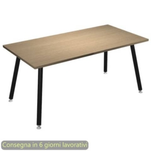 Scrivania piano Rovere 160x80xh.74,4 cm gamba metallo tubolare Nero opaco linea Skinny Metal Artexport - 6403-DJA-C-AQ-0