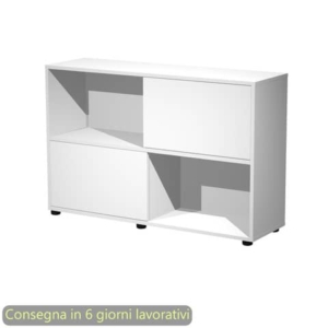 Libreria bassa Tetris 2 ripiani con ante scorrevoli 120x35xh.79 cm Artexport Bianco - 17066/33-0
