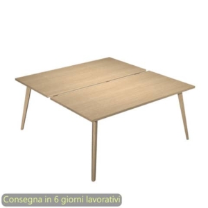 Scrivania bench doppia piano Rovere 120x80xh.74,4 cm gamba rastremata in legno Rovere Woody - 6404B-DKA-C-AQ-0