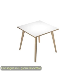 Scrivania piano Bianco 80x80xh.74,4 cm gamba rastremata in legno Rovere linea Woody Artexport - 6401-DKA-3C-AQ-0
