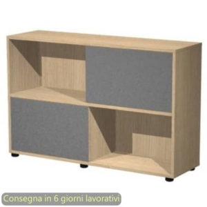 Libreria bassa 120x35xh.79 cm con 2 ante scorrevoli struttura Rovere Blade Artexport ante Antracite - 17066/CT-0