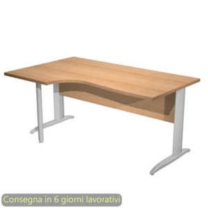 Scrivania angolare sinistra piano Faggio 160x60/80/100xh.72 gamba a L metallo cromato Presto Compact - 009K211/6/AR-0